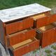 Florence Knoll buffet in wood and marble with chrome legs from the 1970s.