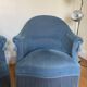 Pair of blue velvet toad armchairs from the 60s