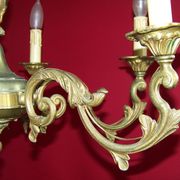 French art nouveau style quality bronze 6 light chandelier