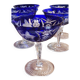 6 cut crystal cobalt blue champagne glasses
