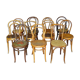 Set de 11 chaises bistrot bois et cannages, 1900/1915