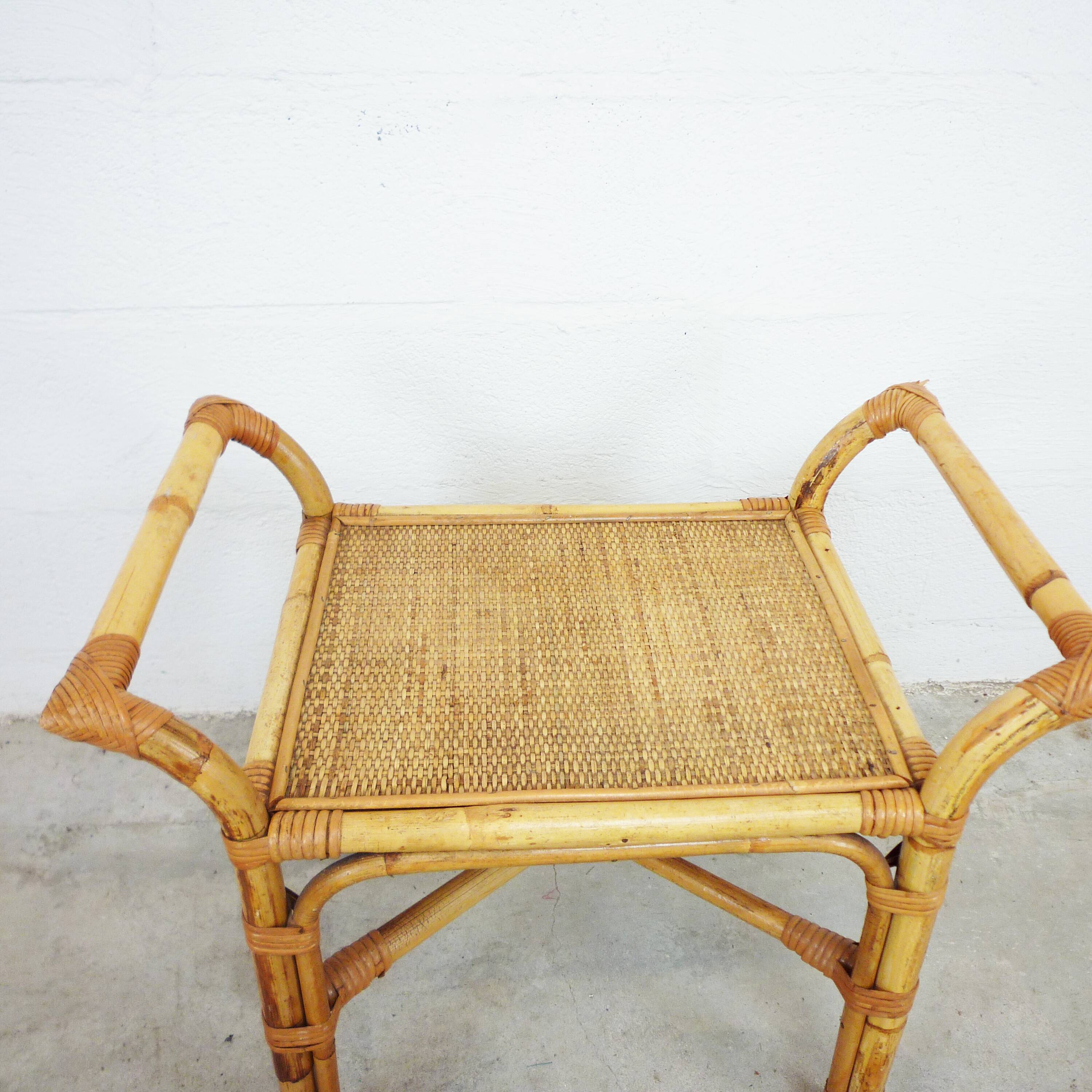 Rattan side table