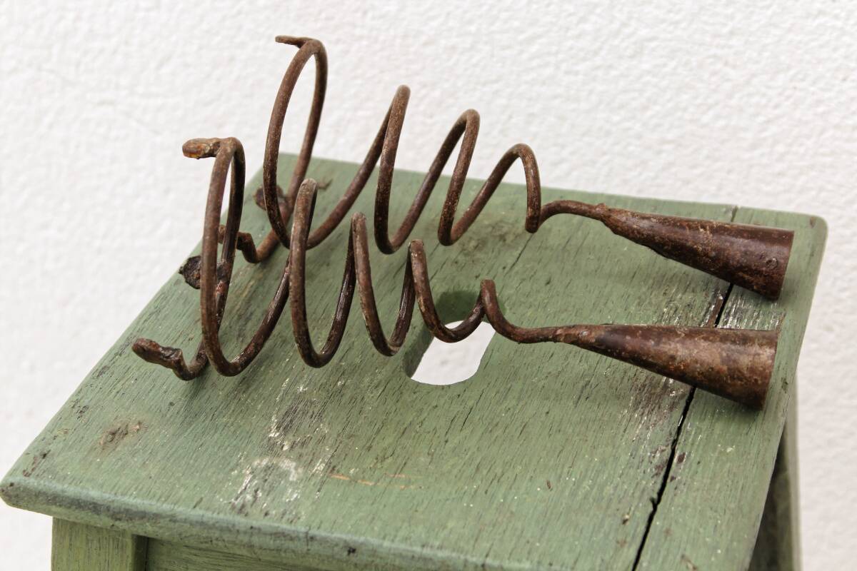 Pair of wrought iron spiral candlesticks
