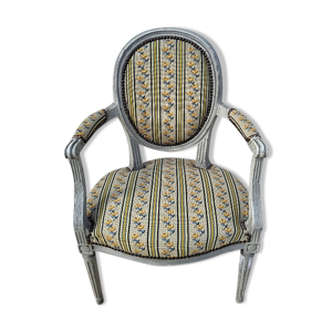 Fauteuil medaillon louis XVI gris