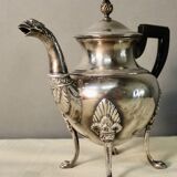 Empire style coffee maker in silver metal