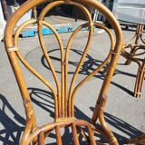 Vintage rattan and glass set - round table + 4 chairs