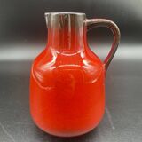 Vintage red ceramic pitcher – Germany, 1960s–70s – Mid-century decor