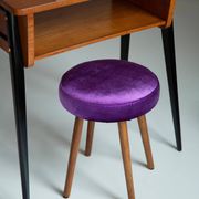 Set of two shiny purple velvet stools from the mid-century, Europe, 1960s.