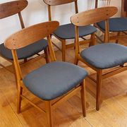 Vintage Farstrup 210 Scandinavian chairs in stained beech and teak.