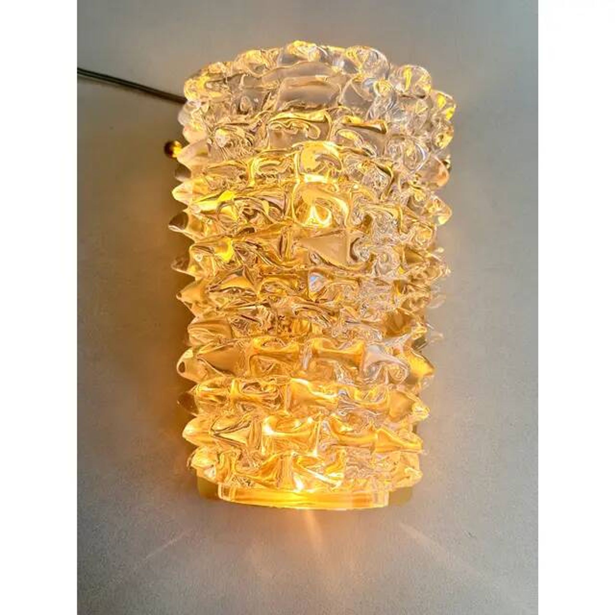 A Pair Barovier Art Deco Rostrato Clear Italian Murano Glass Wall Sconces