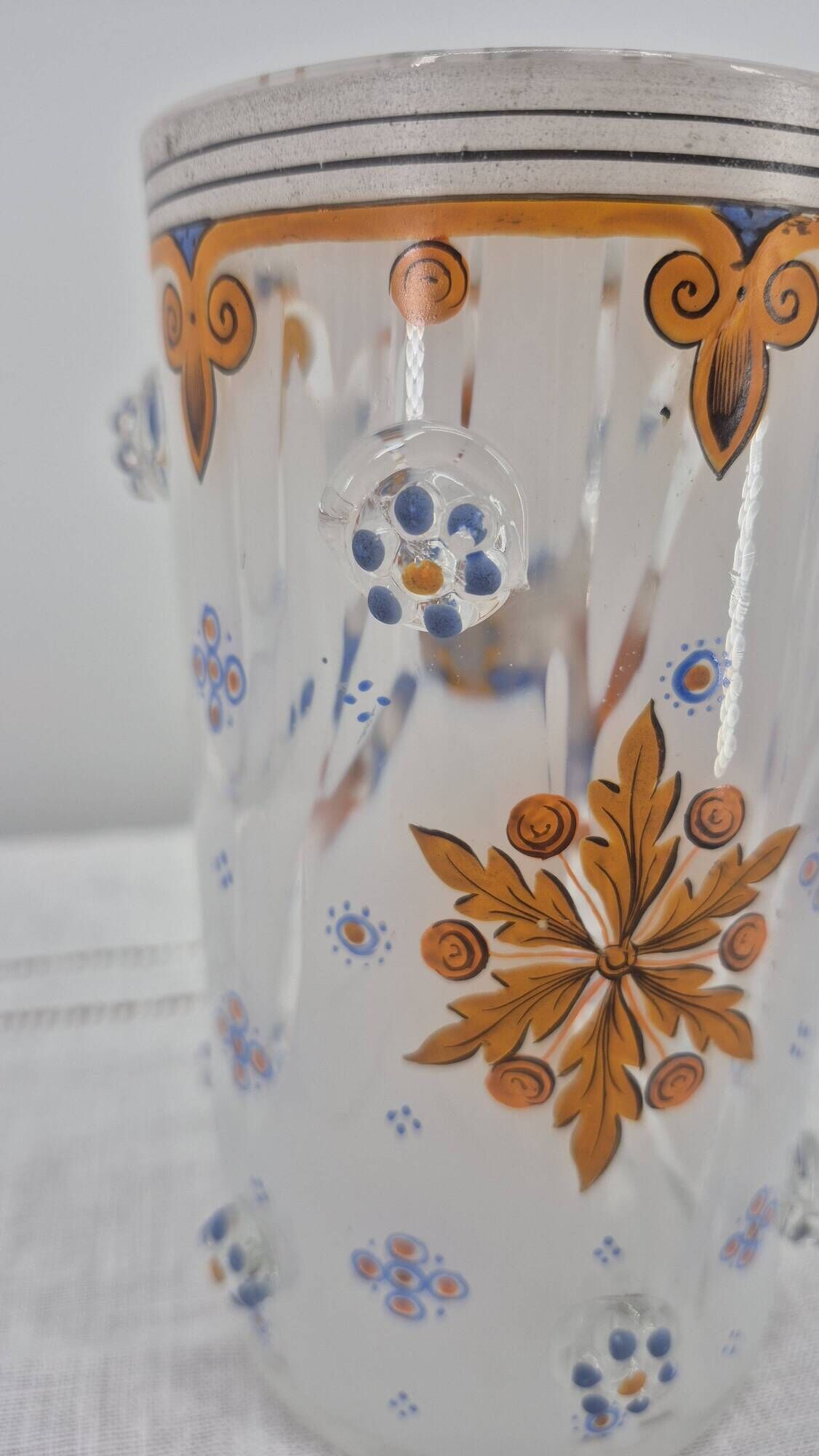 Small enamelled glass vase with armorial design in Historismus style from 19th century Bohemia.