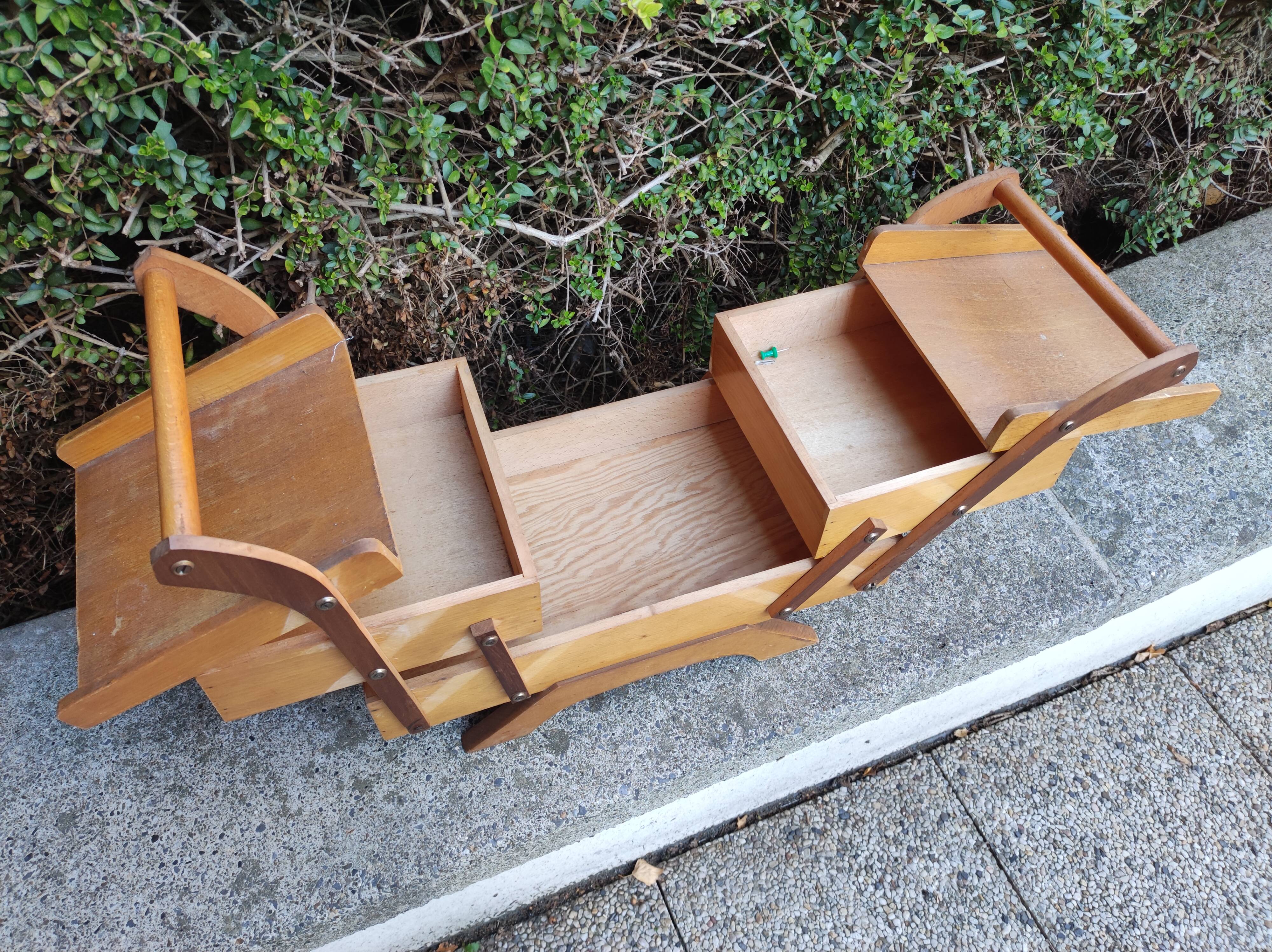 Sewing table, box wood vintage Scandinavian design