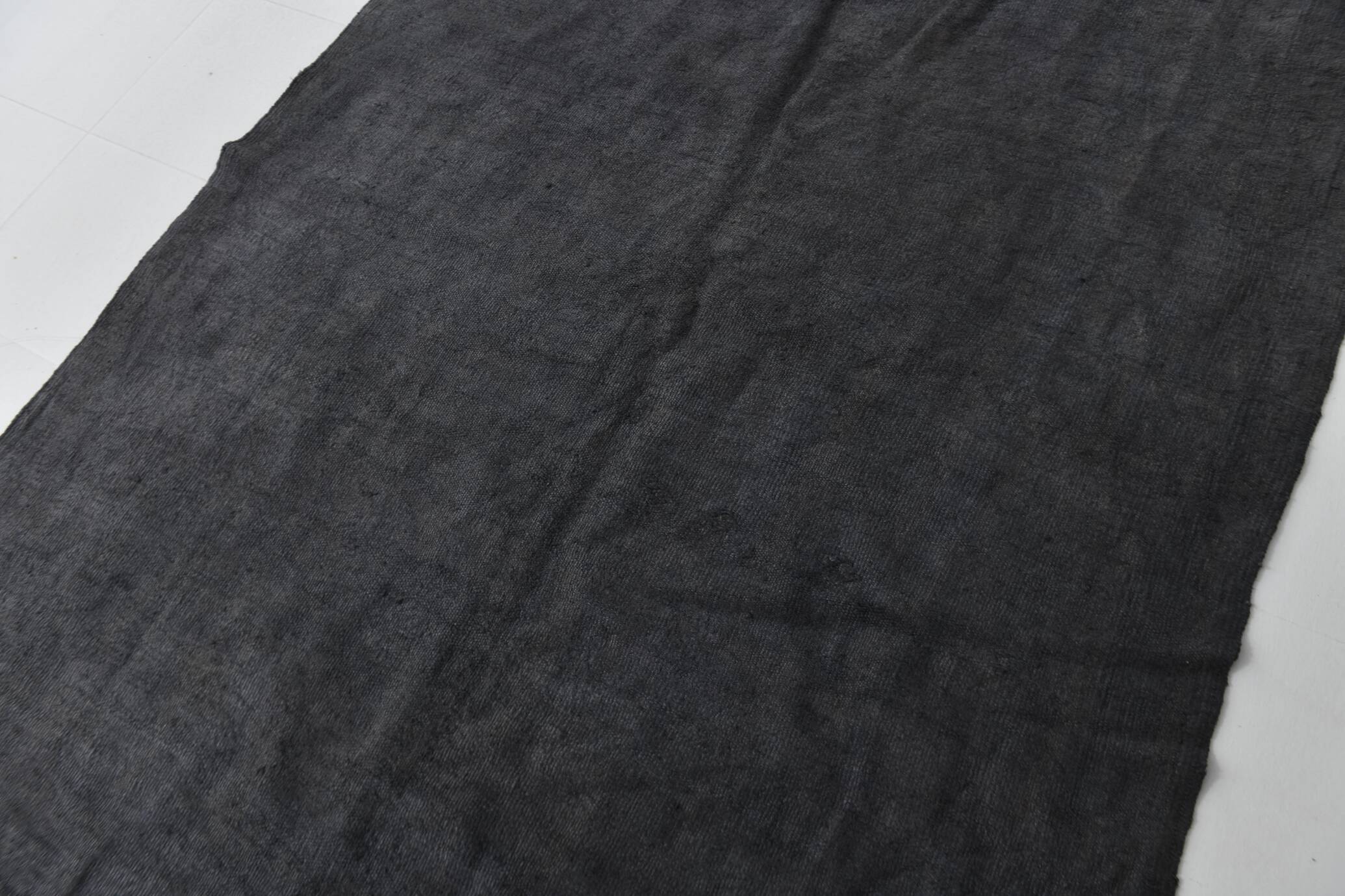 6x7 Charcoal Handwoven Anatolian Kilim Rug, 172x218 Cm