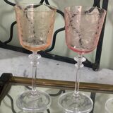 6 colored wine glasses, engraved crystalline