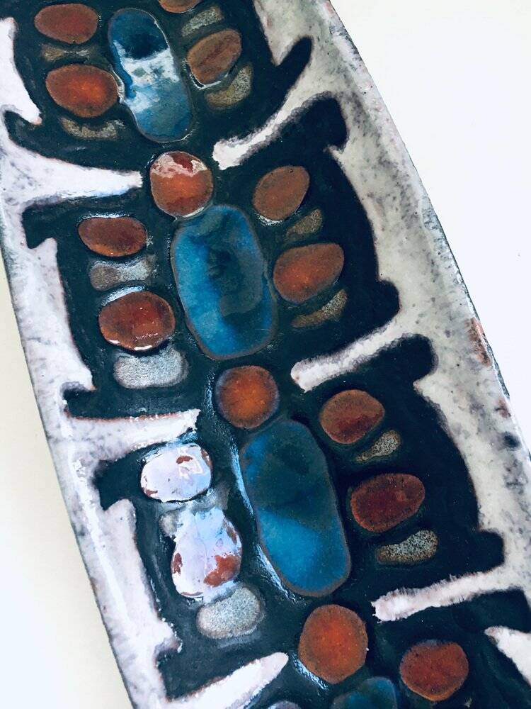 Art ceramic surfboard bowl dish by Rogier Vandeweghe for Perignem Studio, Belgium, 1960s