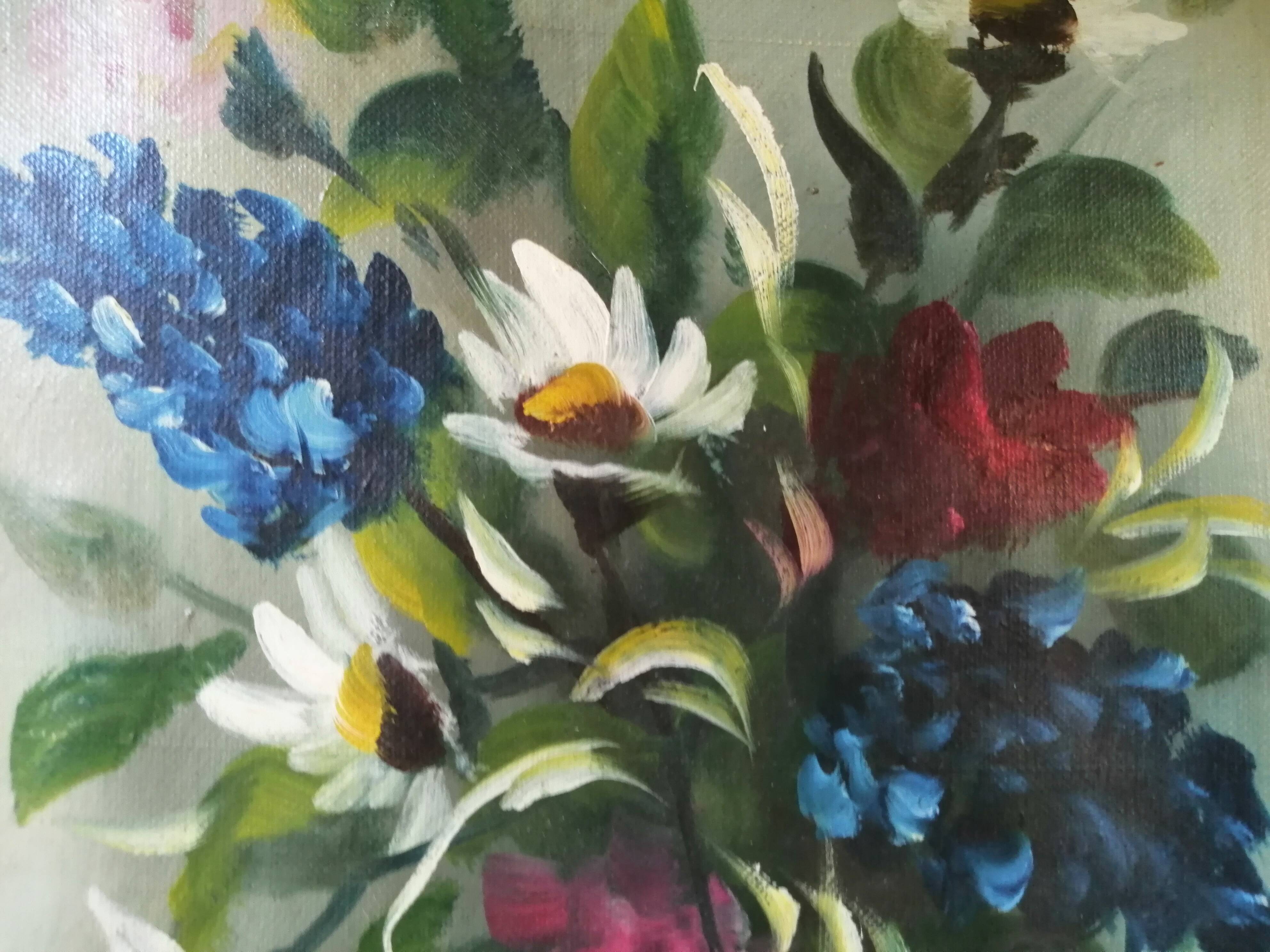 Still life with daisies and flowers in vase