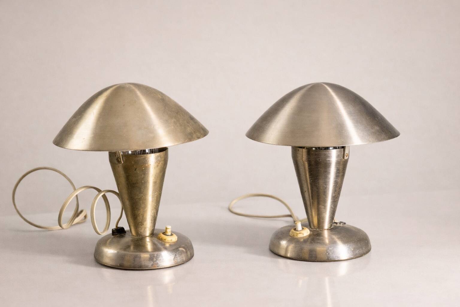 Pair of chrome table lamps, Vladimír Havel, 1960s, Czechoslovakia