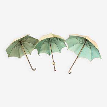 Suite Of 3 Vintage Fabric Umbrellas