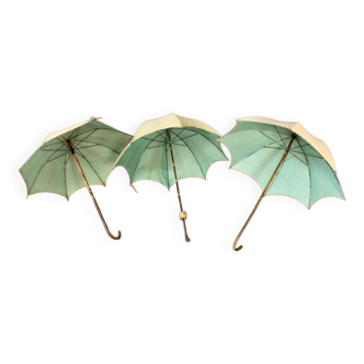 Suite Of 3 Vintage Fabric Umbrellas