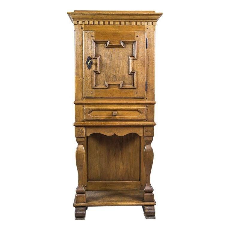 19th Century Rustic Oak Cabinet, 1890s