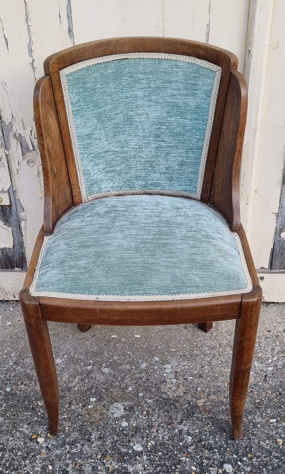 Gondola chair, empire spirit, blue velvet, dark oak, early twentieth century.