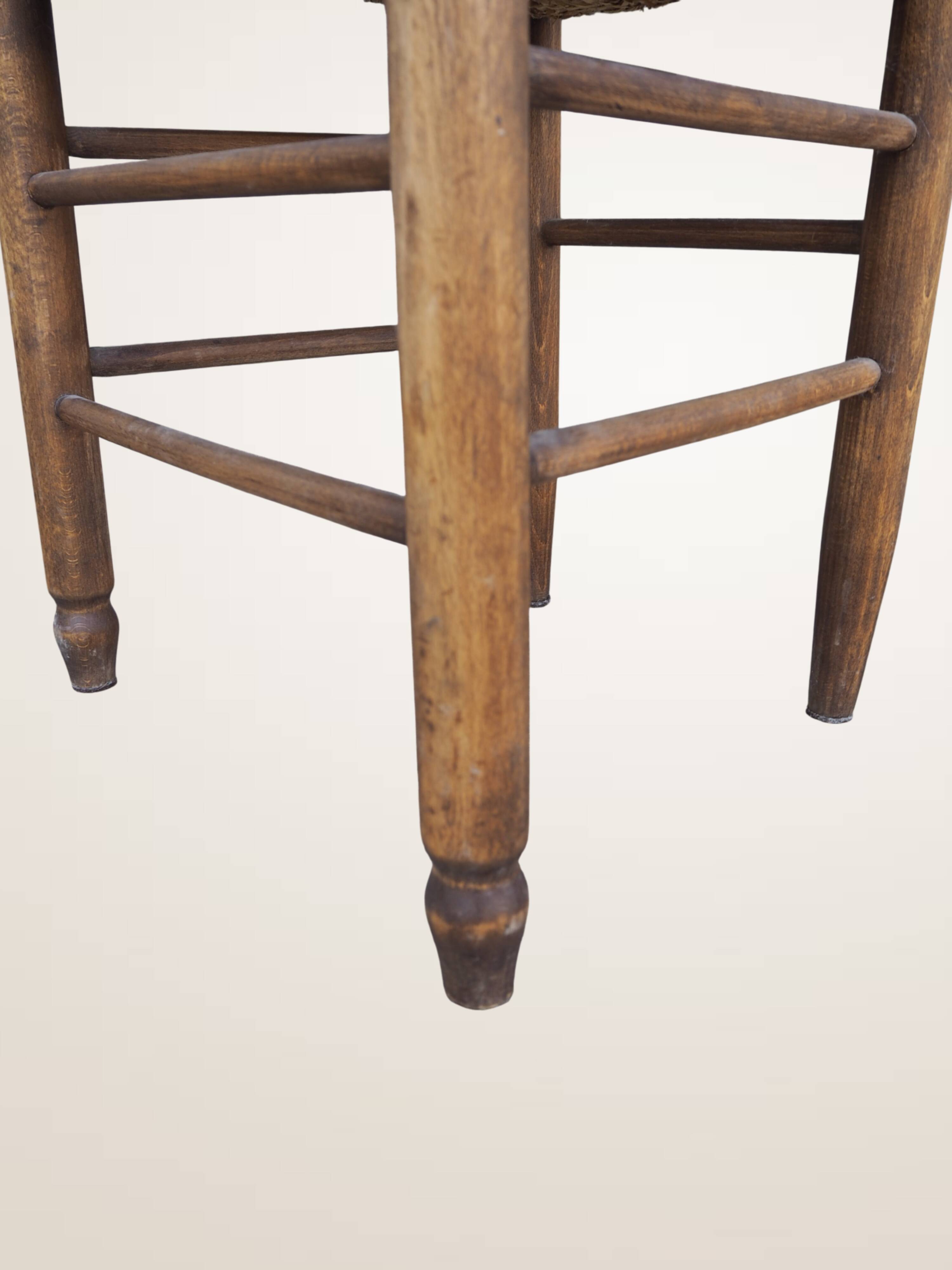 Set of six rush-seated ladderback chairs.