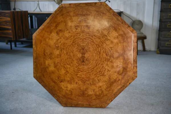 Octagonal Art Deco elm burl table, 1940s