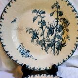 2 flat blue iron earth plates in Gien earthenware