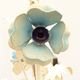 Vintage chandelier bouquet of blue flowers 5 candles in painted sheet metal.