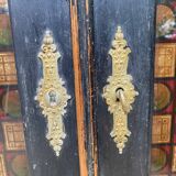 Double wood and glass closet doors