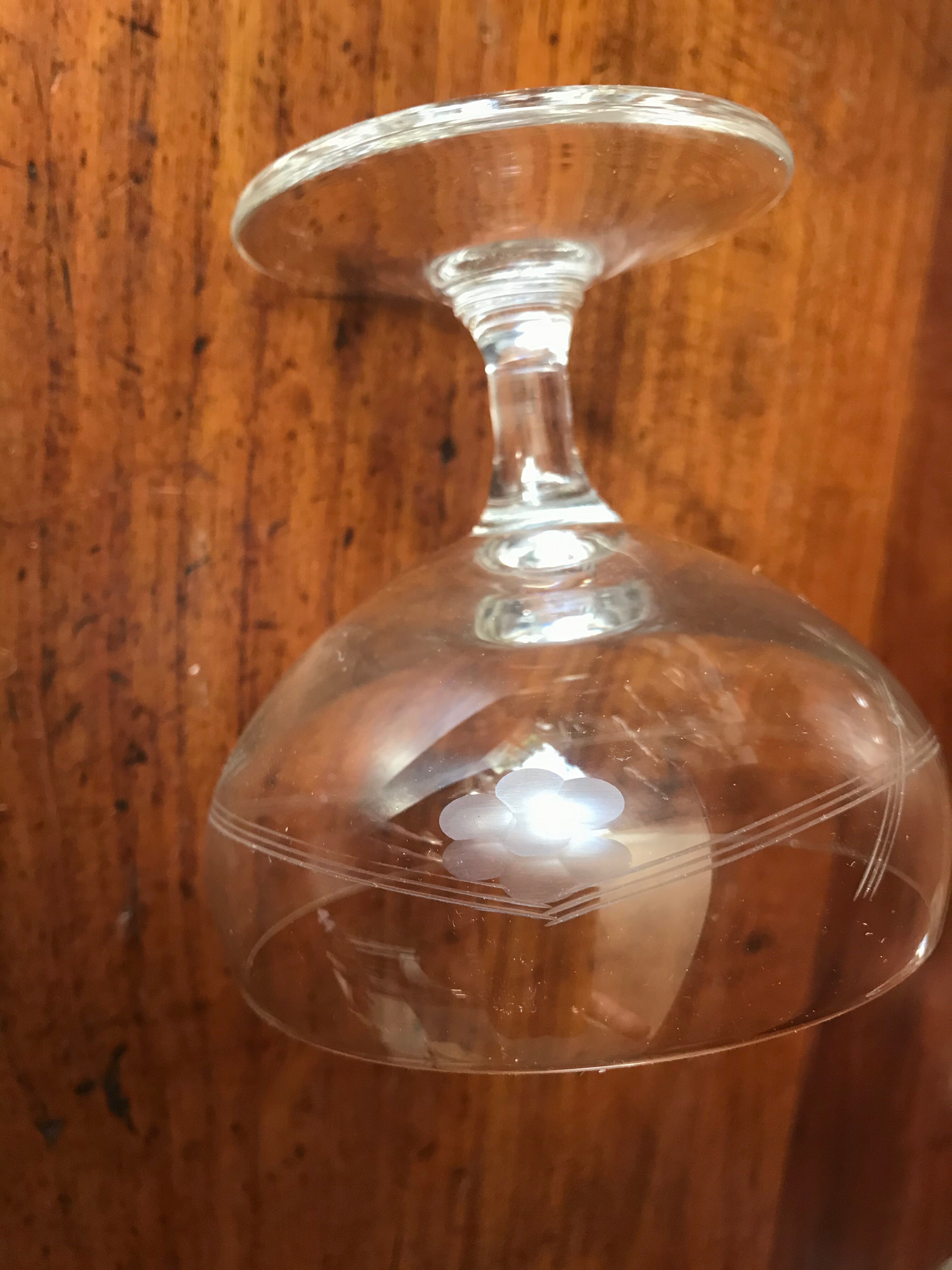 Set of five crystal champagne glasses