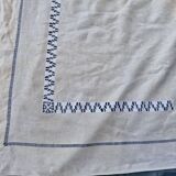 Old linen sheet with return - EP monogram & large handmade openwork - 2