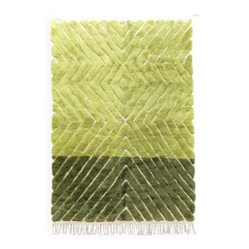 Tapis berbère marocain M'rirt bicolore vert 2,91x2,04m