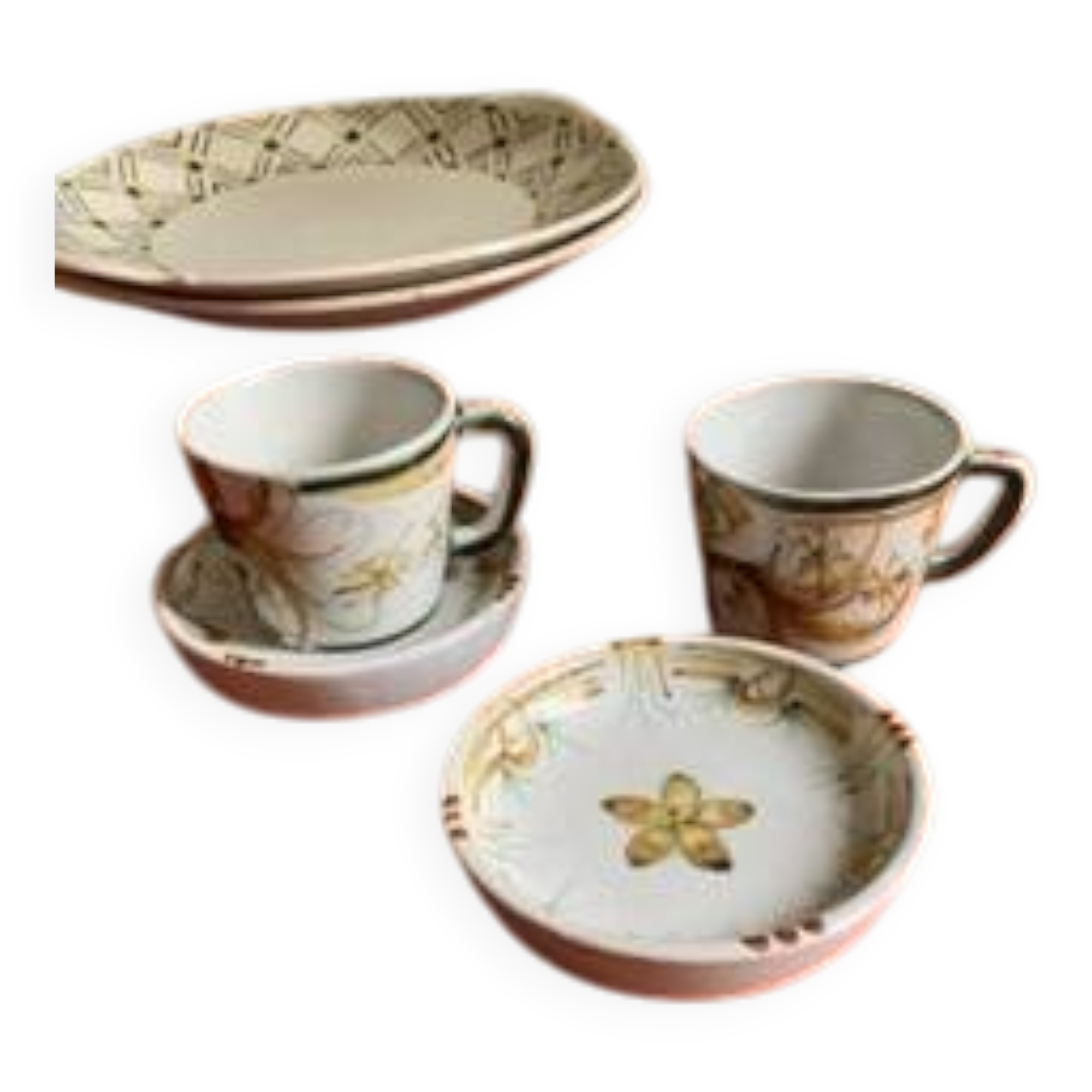 Set of two Keraluc cups and saucers (Quimper)