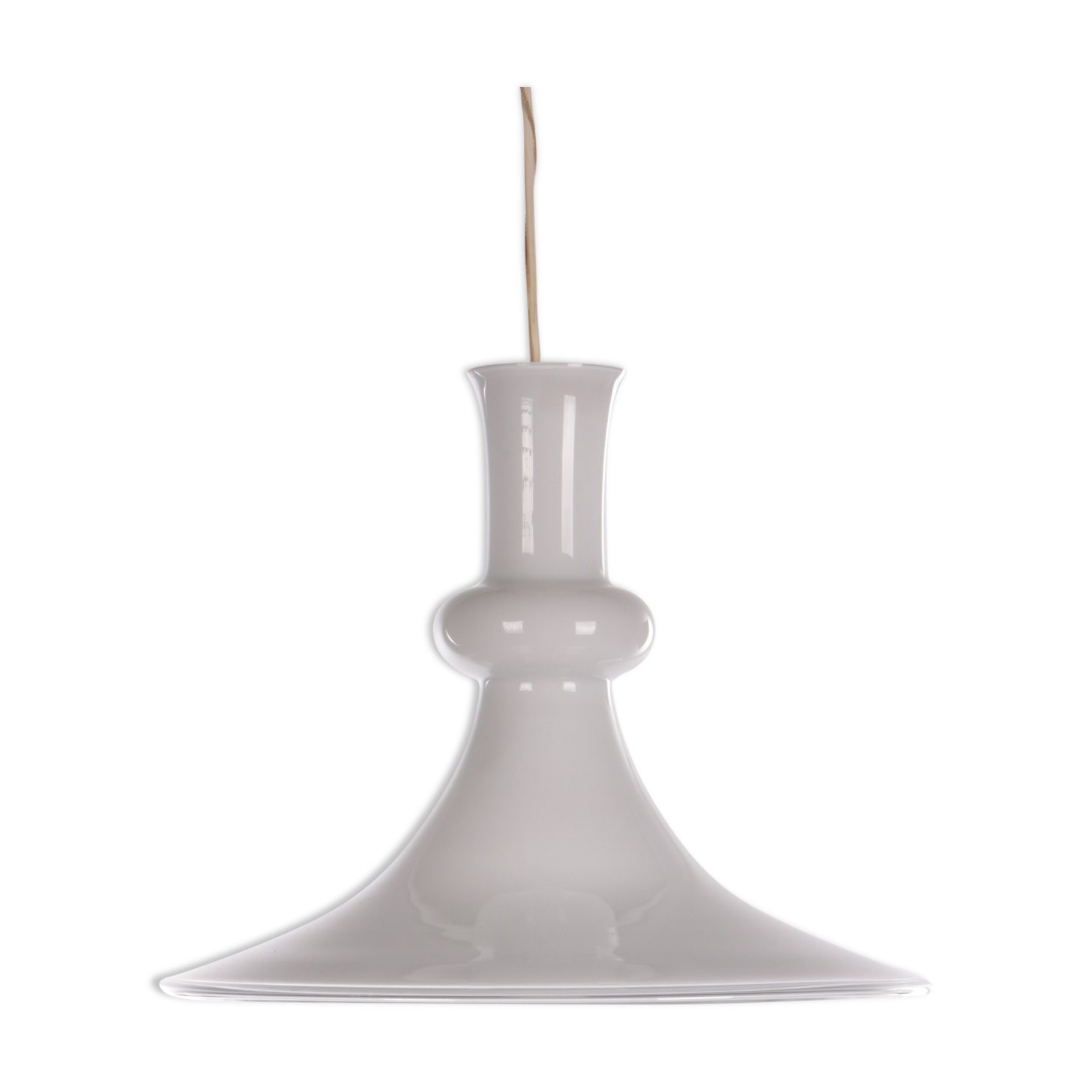 White mouth-blown opaline glass pendant by Michael Bang for Holmegaard, Denmark, 1980s