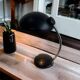 Vintage industrial table lamp in black metal and chrome
