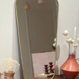 Miroir irrégulier organique trapèze barbier vintage Éden laiton doré