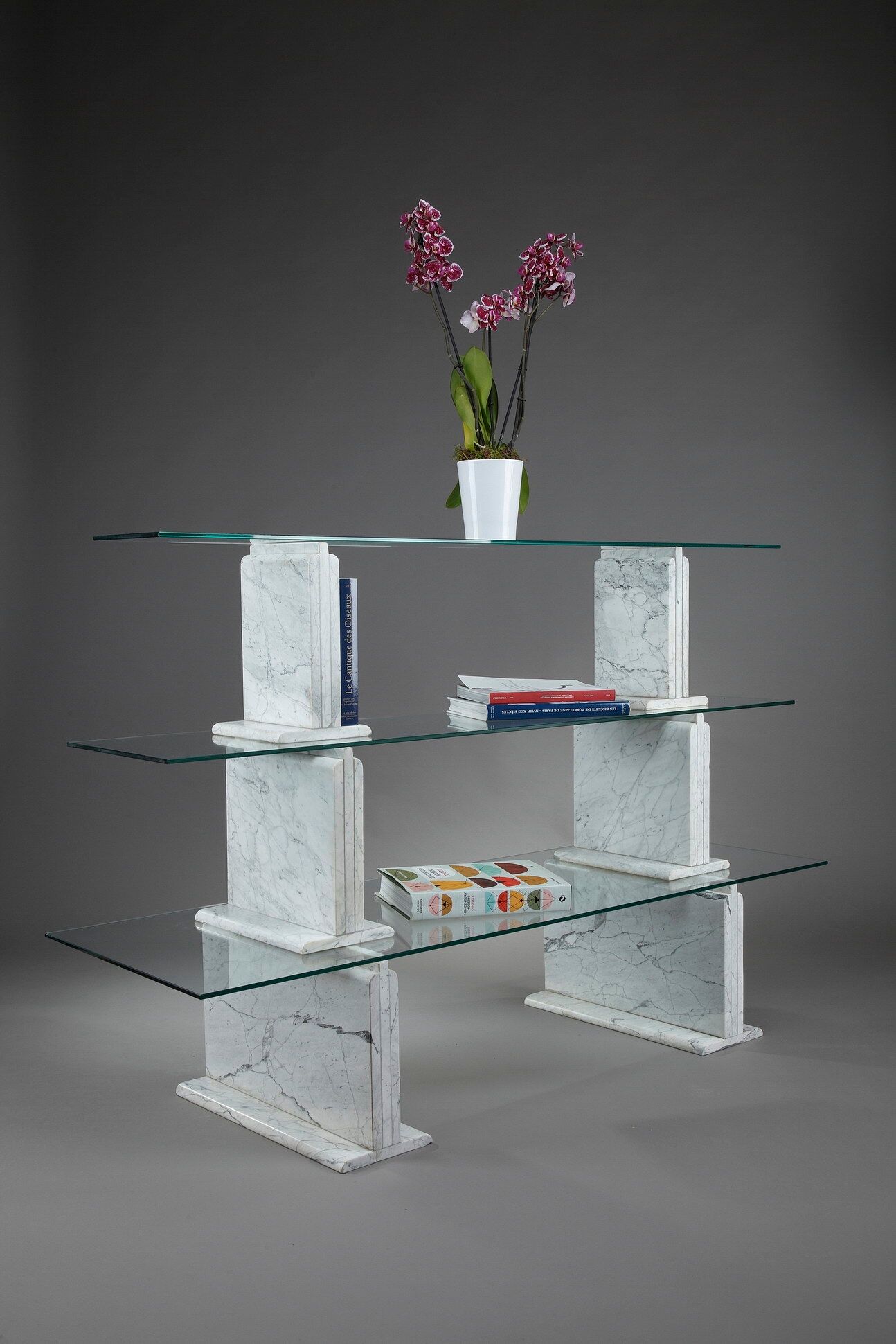 Carrara marble and glass library - 1970