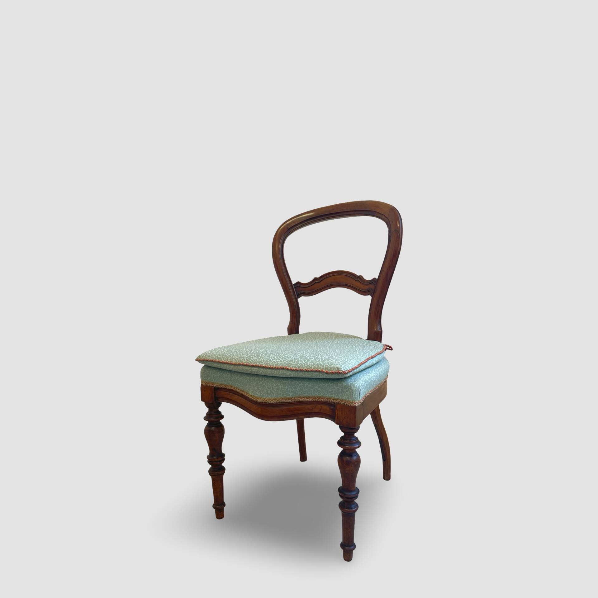 Antique Victorian era ballon back chairs and stool