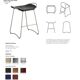 Bar stool, aged flat steel and navy blue leather, contemporary style.