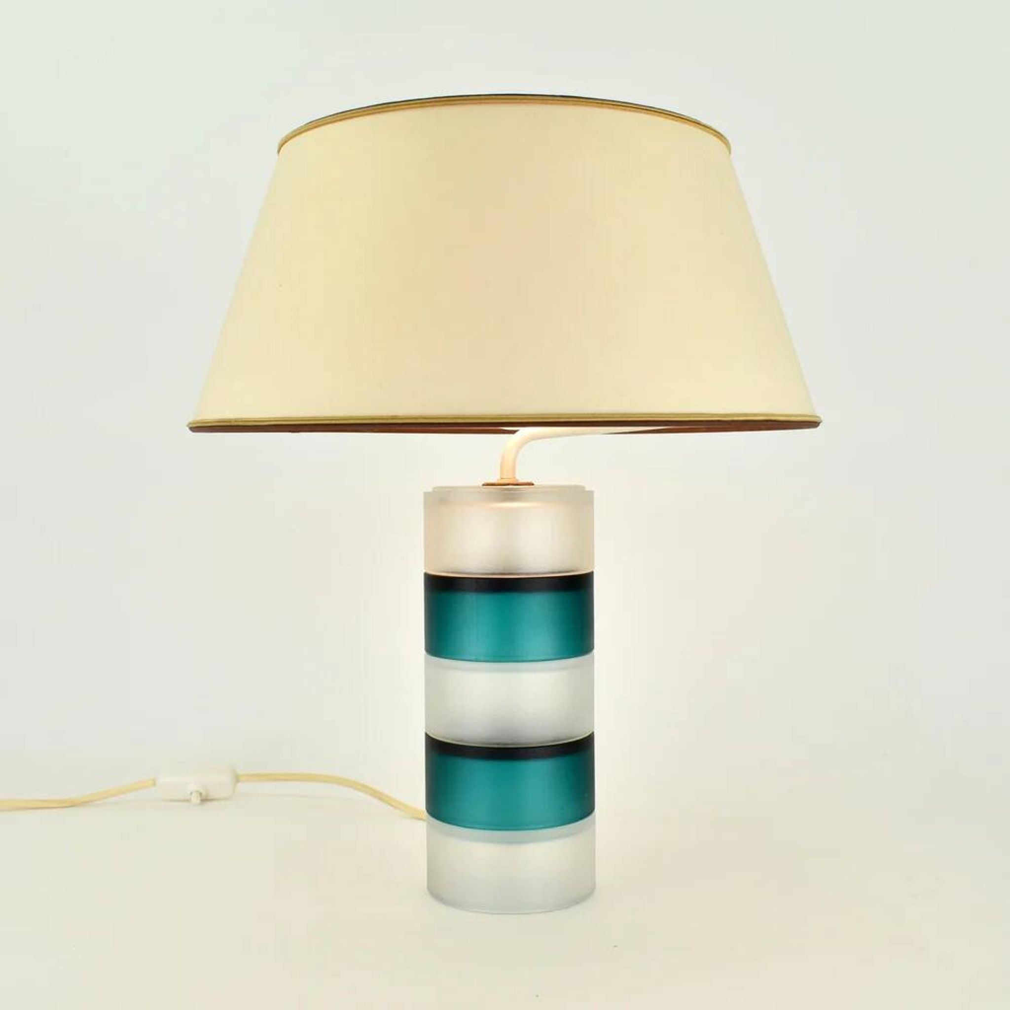 Lampe de table scandinave vintage moderniste bleu sarcelle et verre clair