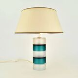 Scandinavian vintage modernist teal and clear glass table lamp