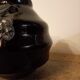 Vase art déco en verre hyalite lithyaline noir et étain 1920