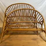 Lit corbeille rotin d’epoque pour sommier de largeur 90