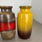 Set of Four Vintage Pottery Fat Lava Vases Made by Scheurich, Germany, 1970s