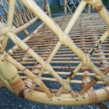 Old wicker rattan armchair