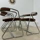 Set of 4 chrome tubular chairs Italian design from the 70s vintage fabric and metal