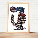 Original lithograph Jean Lurçat "Coq de Grésivaudan"