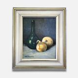 Old painting - Still life with bottle and onions