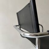 Chrome and black leather chair with armrests after M. Breuer, design 1970